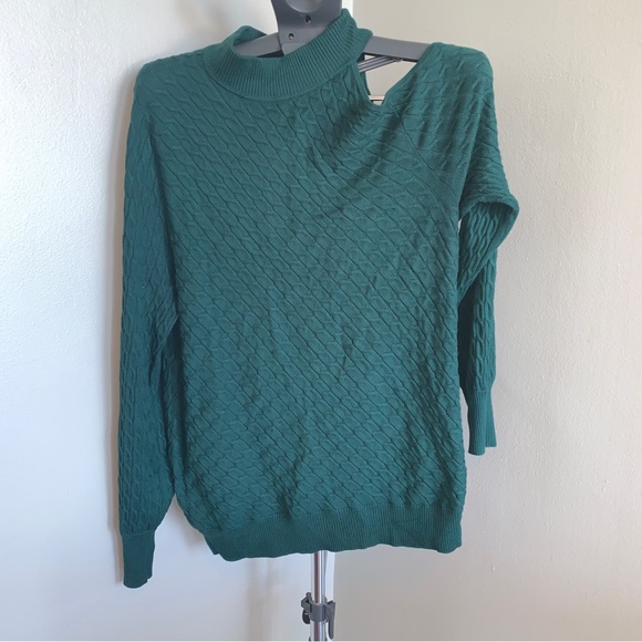 Addition Elle mock neck cold shoulder green sweater 1x - Picture 1 of 5